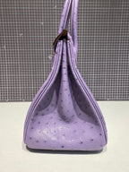 HM BIRKIN 30CM PURPLE OSTRICH LEATHER SILVER HARDWARE (MADE-TO-ODER)