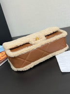 CC 24K TEDDY WOOL BAG LAMBSKIN IN BROWN