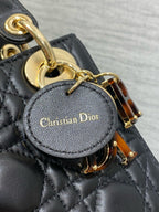 SMALL 20 LADY BAG IN BLACK MACROCANNAGE LAMBSKIN WITH GOLD HARDWARE