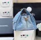 CC 25 HANDBAG IN BLUE 30 DENIM GOLD HARDWARE