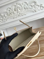 HM KELLY MINI 19 WHITE CALFSKIN GOLD HARDWARE