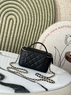 VANITY 17 CAVIAR WITH HANDLE IN BLACK CALFSKIN GOLD HARDWARE