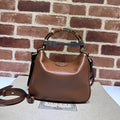 DIANA MINI BAG 24 WITH WEB IN WINE RED LACQUER CALFSKIN BAMBOO HANDLE