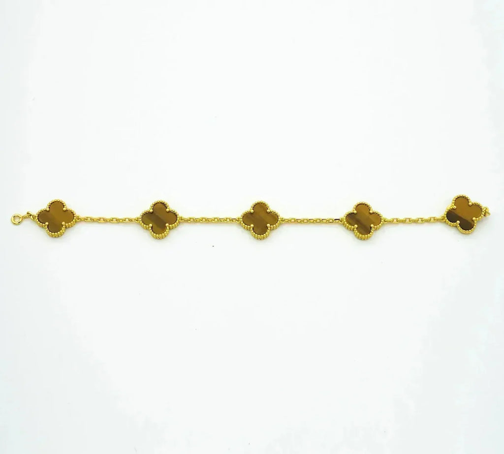 CLOVER 5 MOTIFS TIGER EYE BRACELET COLLECTION