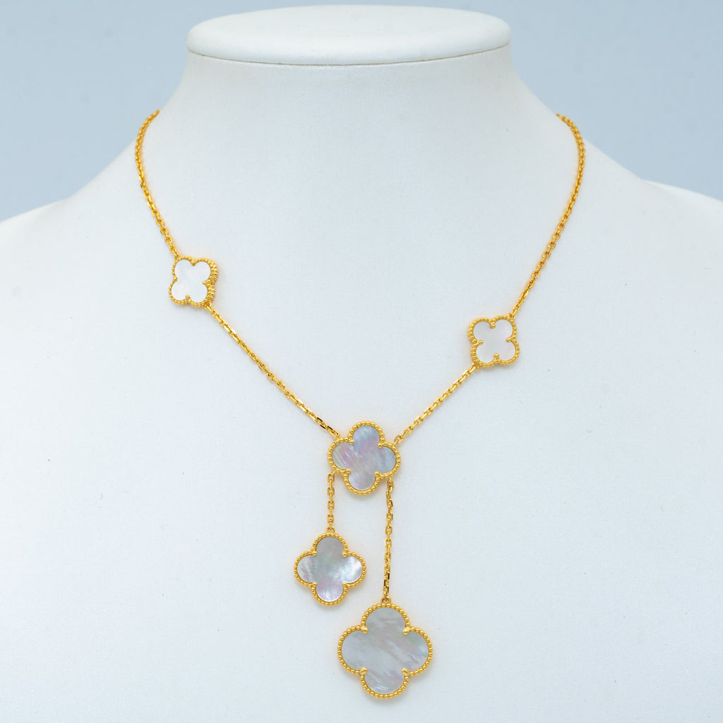 CLOVER MOTHER OF PEARL NECKLACE 6 MOTIF