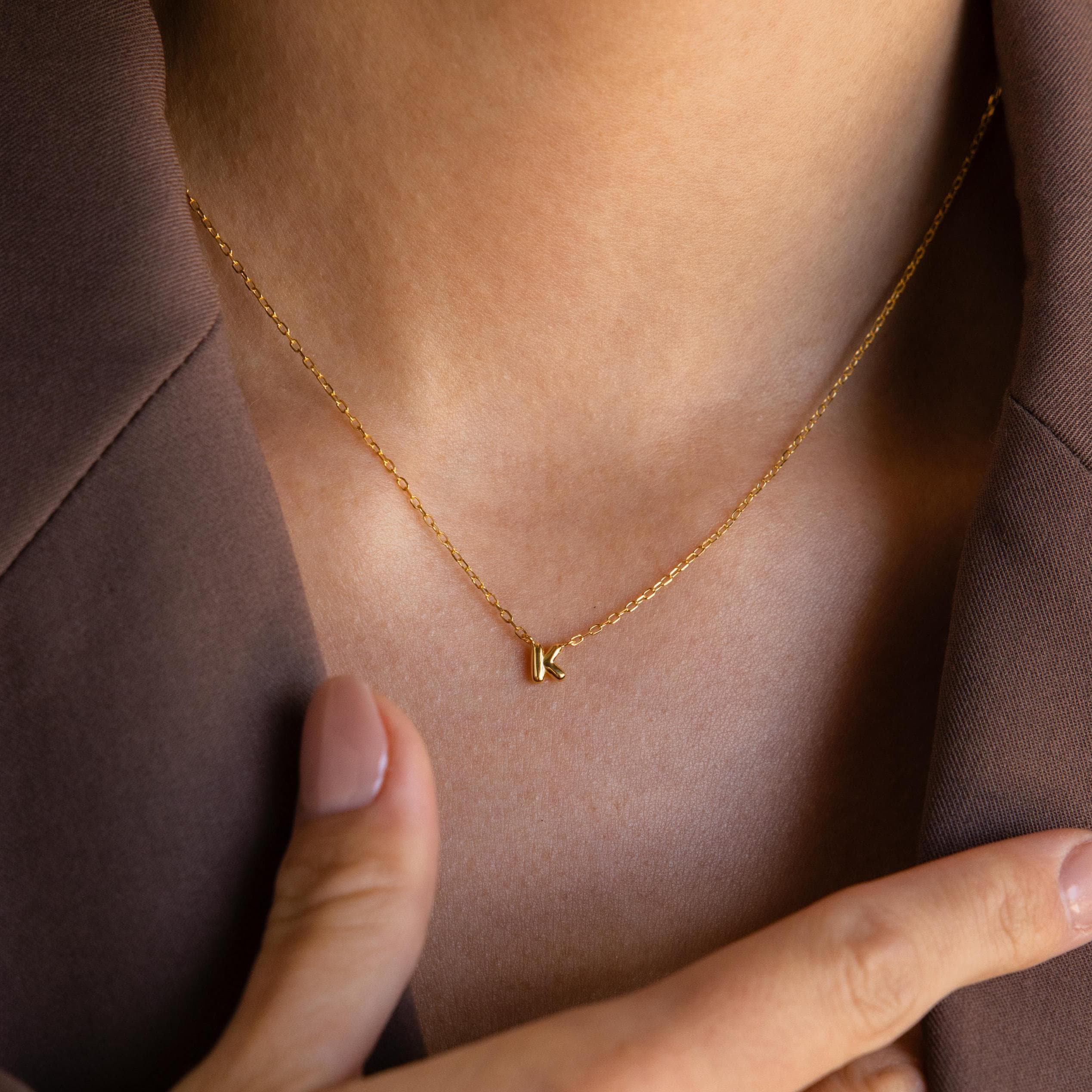 Dainty Bubble Initial Necklace