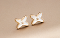 JEUX DE WHITE MOP ROSE GOLD DIAMOND EARRINGS