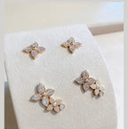 STAR BLOSSOM STUD EARRINGS PINK GOLD DIAMONDS