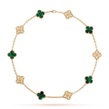 CLOVER 10 MOTIFS MALACHITE DIAMOND NECKLACE