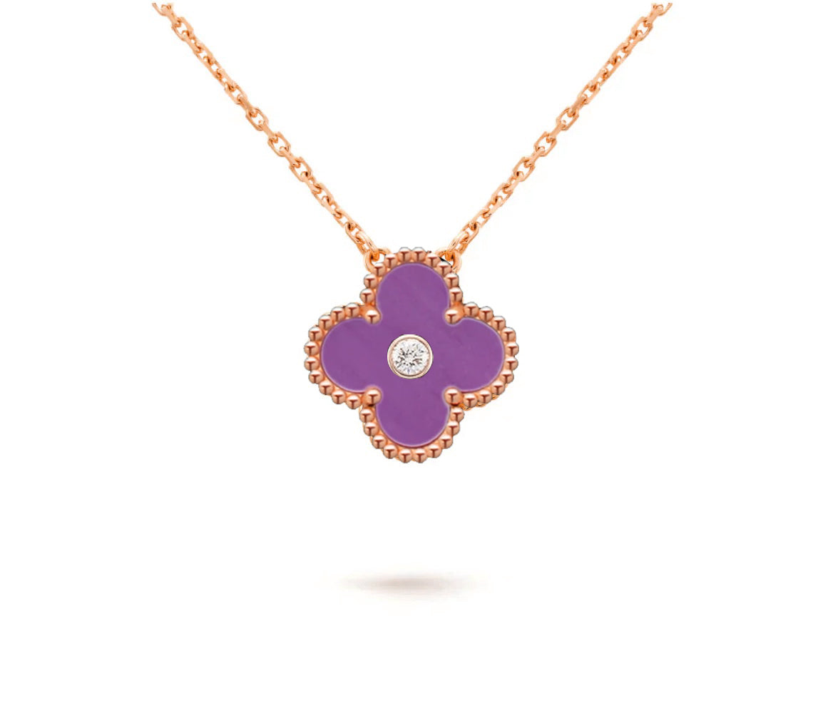 CLOVER 15MM DIAMOND SINGLE FLOWER NECKLACE COLLECTION