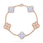 CLOVER 5 MOTIF PURPLE CHALCEDONY BRACELET COLLECTION