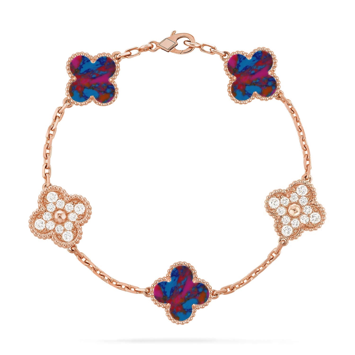 CLOVER 5 MOTIF COLOR GEMSTONES BRACELET COLLECTION