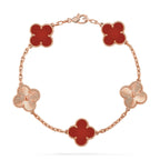 CLOVER 5 MOTIF RED CORNELIAN BRACELET COLLECTION