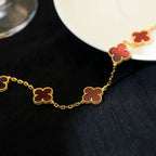 CLOVER 5 MOTIF RED CORNELIAN BRACELET COLLECTION