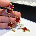 CLOVER 5 MOTIF RED CORNELIAN BRACELET COLLECTION