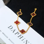 CLOVER 5 MOTIF RED CORNELIAN BRACELET COLLECTION