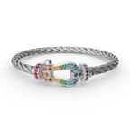 FORC LARGE HORSESHOE  COLORED DIAMOND BRACELET SILVER