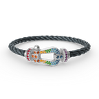 FORC LARGE HORSESHOE  COLORED DIAMOND BRACELET SILVER