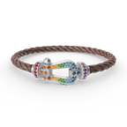 FORC LARGE HORSESHOE  COLORED DIAMOND BRACELET SILVER