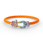 FORC LARGE HORSESHOE  COLORED DIAMOND BRACELET SILVER