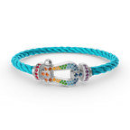 FORC LARGE HORSESHOE  COLORED DIAMOND BRACELET SILVER