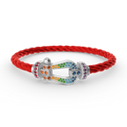 FORC LARGE HORSESHOE  COLORED DIAMOND BRACELET SILVER