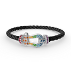 FORC LARGE HORSESHOE  COLORED DIAMOND BRACELET SILVER