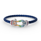 FORC LARGE HORSESHOE  COLORED DIAMOND BRACELET SILVER