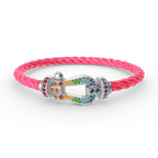 FORC LARGE HORSESHOE  COLORED DIAMOND BRACELET SILVER