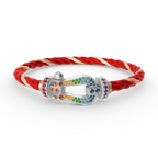 FORC LARGE HORSESHOE  COLORED DIAMOND BRACELET SILVER