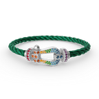 FORC LARGE HORSESHOE  COLORED DIAMOND BRACELET SILVER