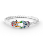FORC LARGE HORSESHOE  COLORED DIAMOND BRACELET SILVER