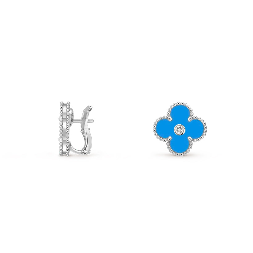 CLOVER SILVER 15MM MOP DIAMOND EARRINGS COLLECTION