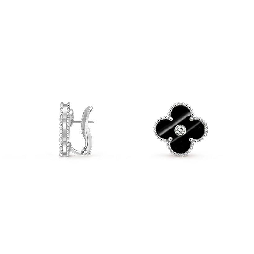 CLOVER SILVER 15MM MOP DIAMOND EARRINGS COLLECTION