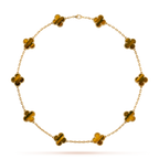 CLOVER 10 MOTIFS TIGER EYE NECKLACE
