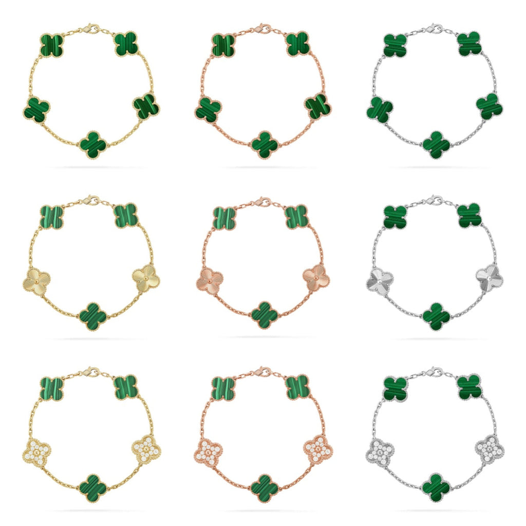 CLOVER 5 MOTIF MALACHITE BRACELET COLLECTION