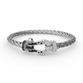 FORCE LARGE HORSESHOE BLACK WHITE DIAMOND BRACELET SILVER