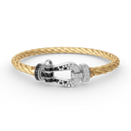FORCE LARGE HORSESHOE BLACK WHITE DIAMOND BRACELET SILVER