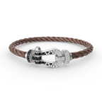 FORCE LARGE HORSESHOE BLACK WHITE DIAMOND BRACELET SILVER