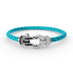FORCE LARGE HORSESHOE BLACK WHITE DIAMOND BRACELET SILVER