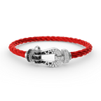 FORCE LARGE HORSESHOE BLACK WHITE DIAMOND BRACELET SILVER