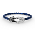 FORCE LARGE HORSESHOE BLACK WHITE DIAMOND BRACELET SILVER