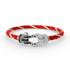 FORCE LARGE HORSESHOE BLACK WHITE DIAMOND BRACELET SILVER