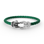 FORCE LARGE HORSESHOE BLACK WHITE DIAMOND BRACELET SILVER