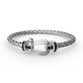 FORCE LARGE HORSESHOE BLACK DIAMOND BRACELET SILVER