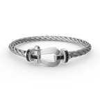 FORCE LARGE HORSESHOE BLACK DIAMOND BRACELET SILVER