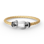 FORCE LARGE HORSESHOE BLACK DIAMOND BRACELET SILVER