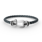 FORCE LARGE HORSESHOE BLACK DIAMOND BRACELET SILVER