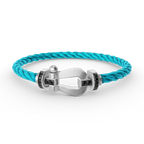 FORCE LARGE HORSESHOE BLACK DIAMOND BRACELET SILVER