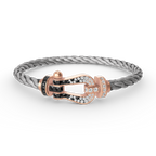 FORCE LARGE HORSESHOE BLACK WHITE DIAMOND BRACELET ROSE GOLD